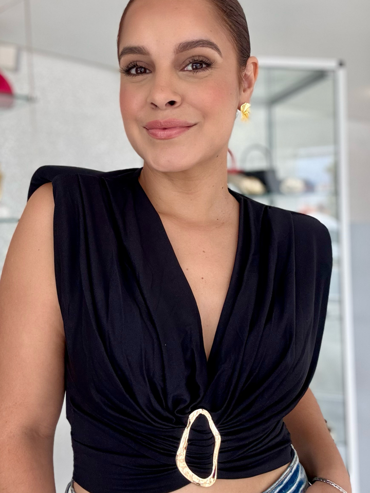 Black Drape Crop Top One Size