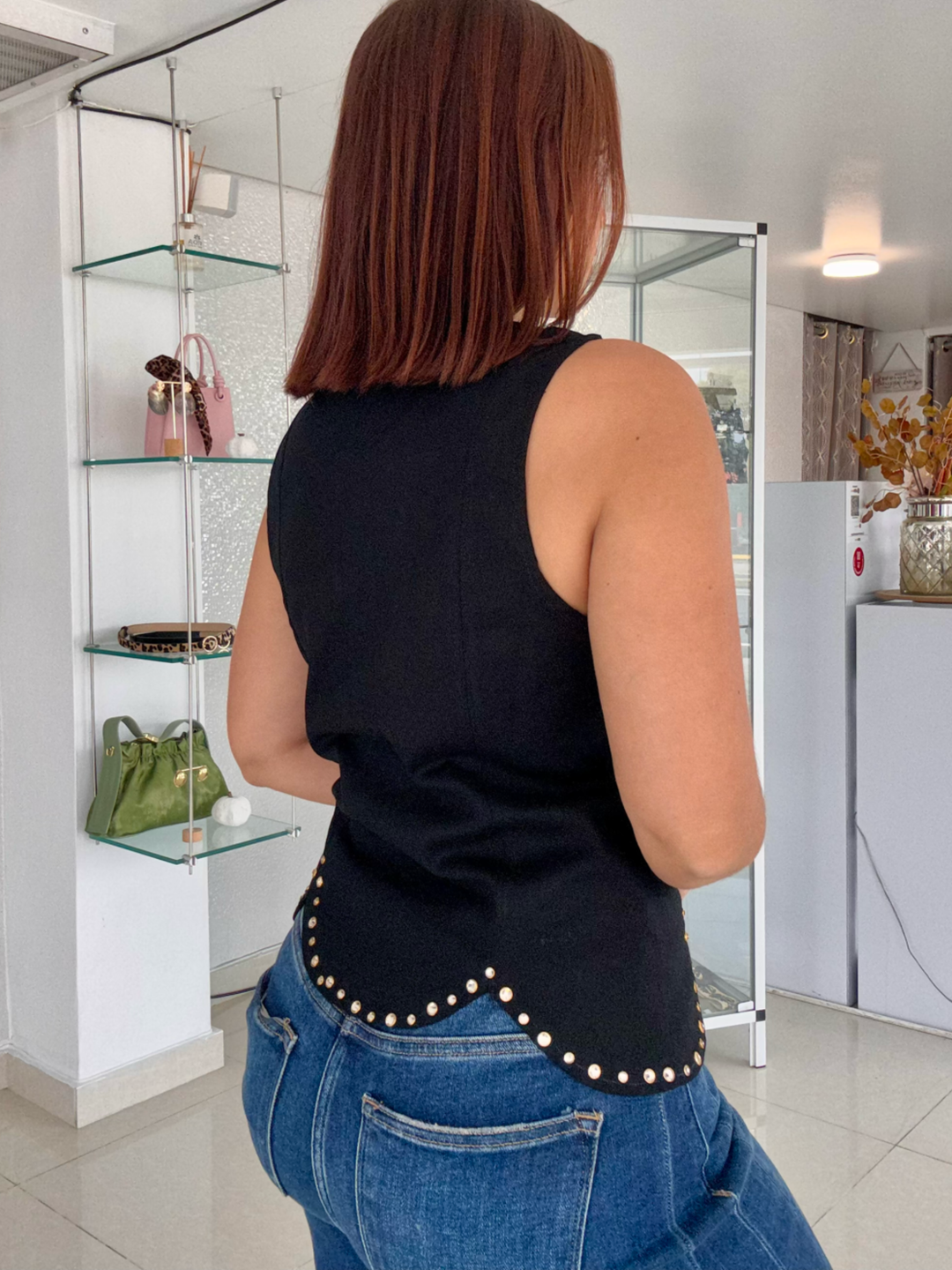 Black Rhinstone Vest