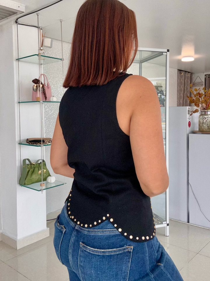 Black Rhinstone Vest