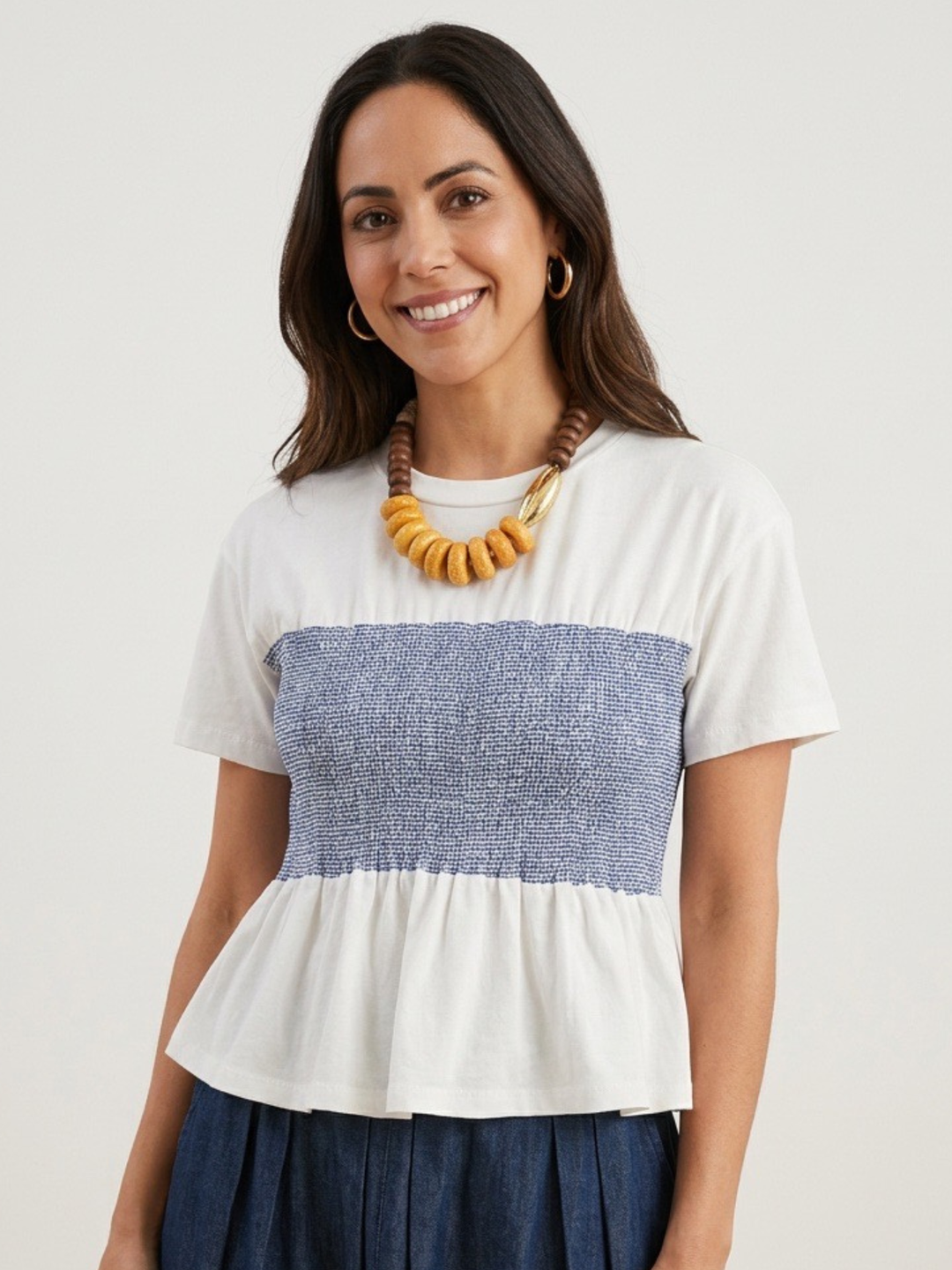 White Waistline Peplum Shirt
