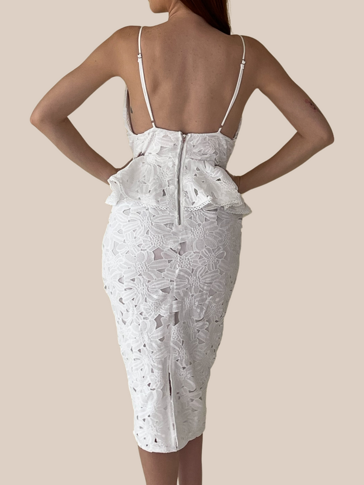 Peplum White Lace Dress