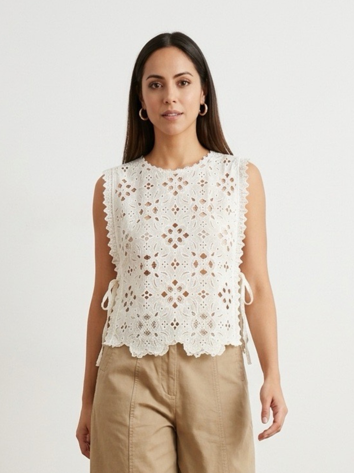 Eyelet White Blouse