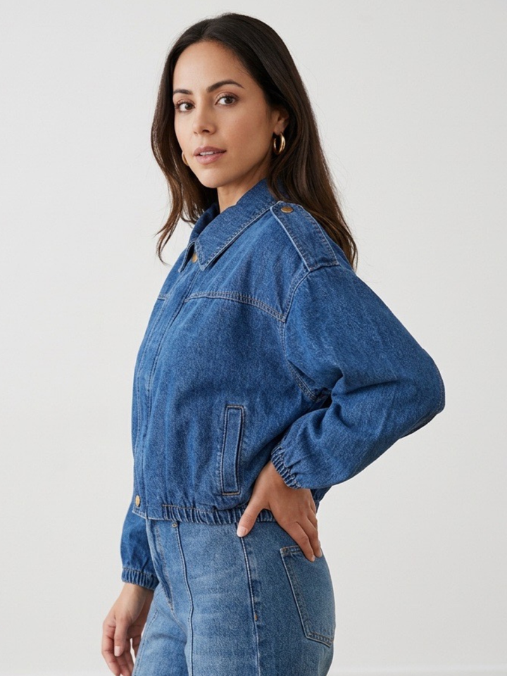 Italy Zippered Denim Jacket