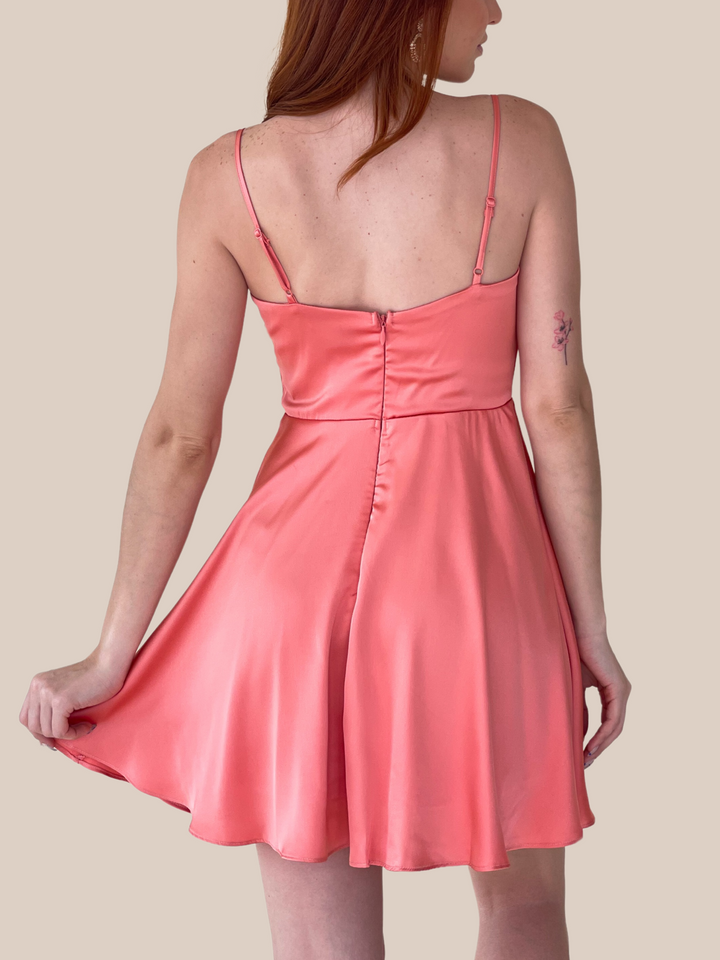 Cowl Neck Peach Mini Dress