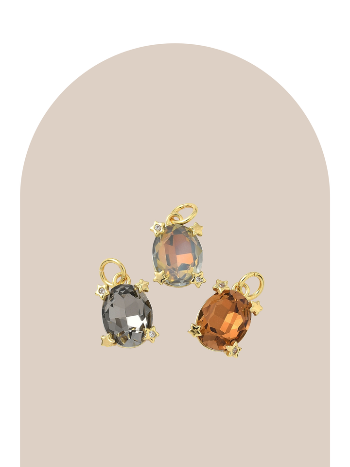 Gold Plated Zirconia Oval Charm