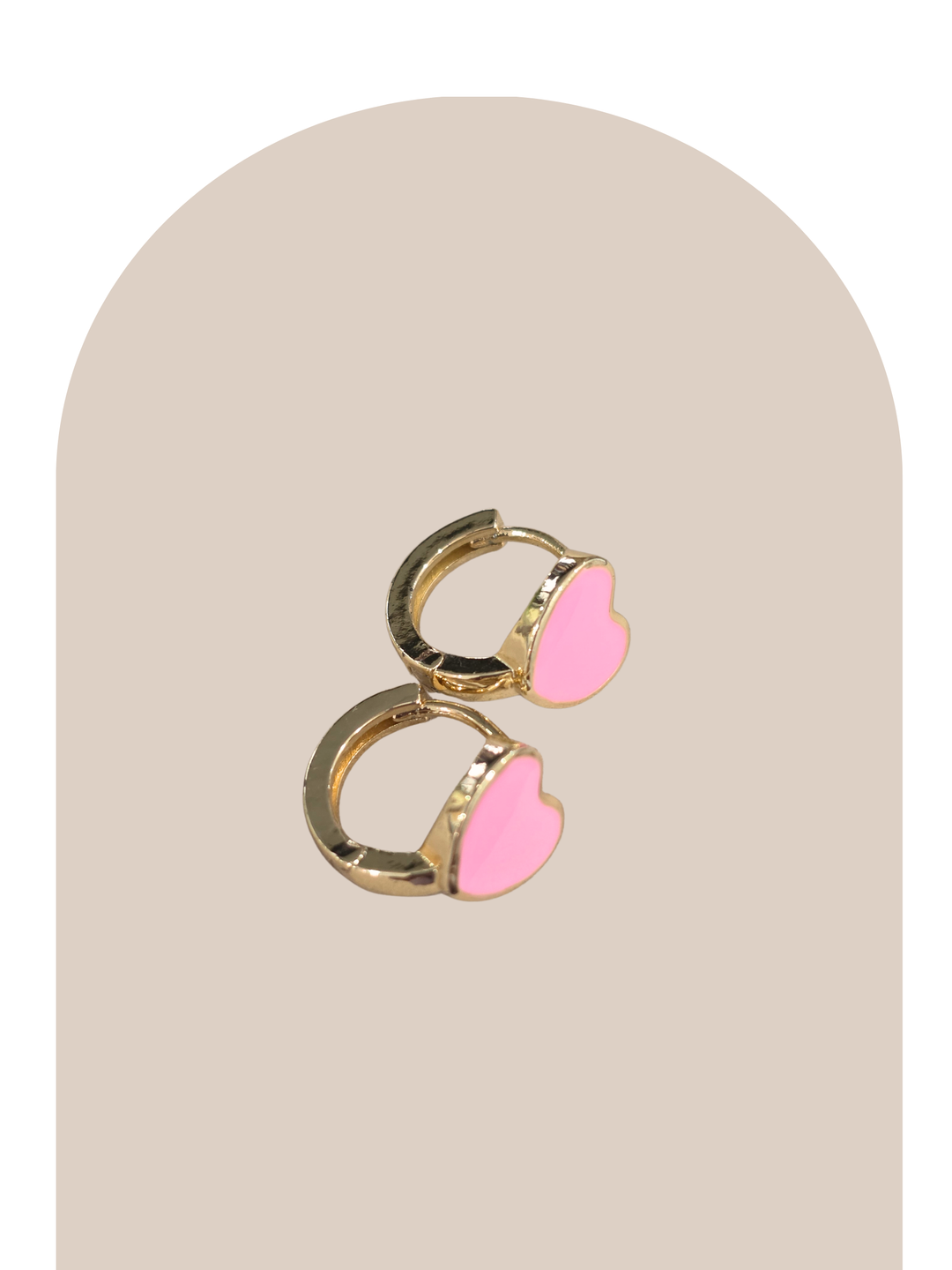 Gold Plated Pink Heart Huggies
