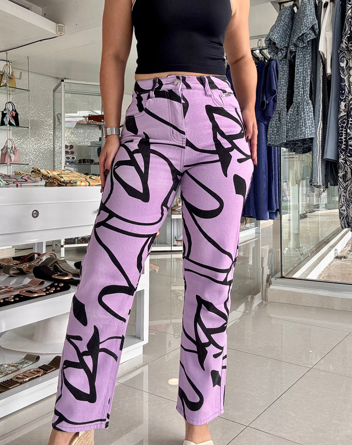 Abstract Purple & Black Jean