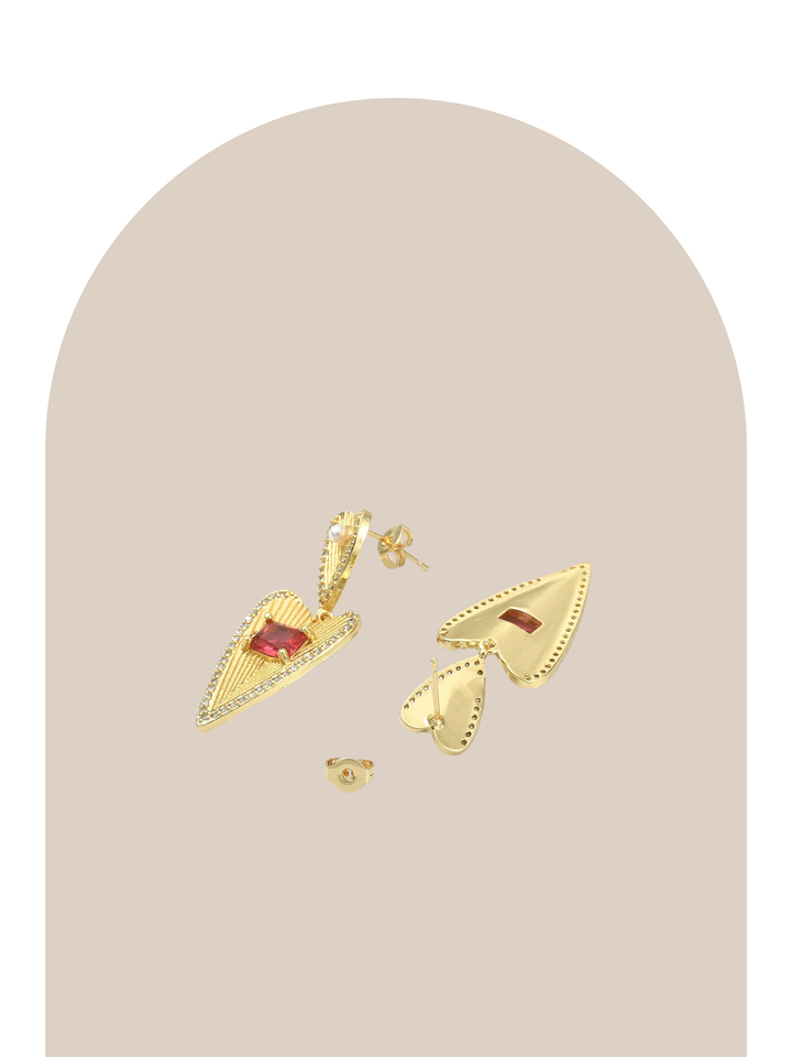 Gold Plated Elegant Heart Earrings