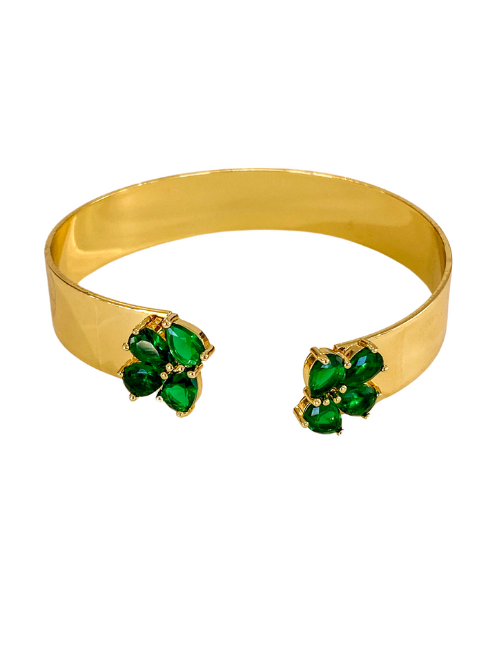 18K Gold Plated Emerald Cuff