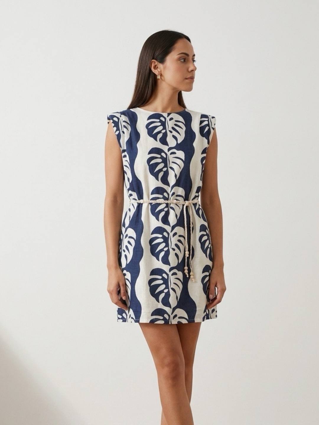 Monstera Navy Summer Dress