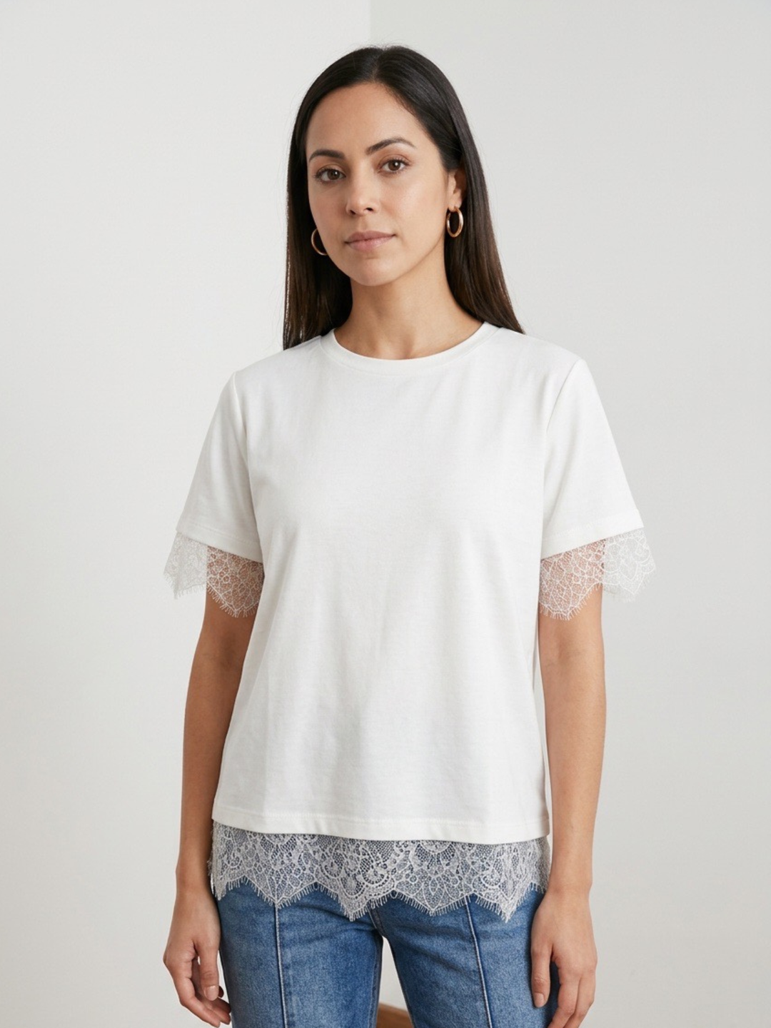 Lace Back White Blouse
