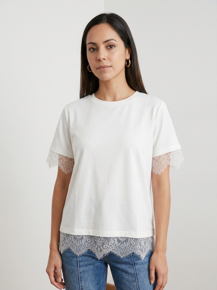 Lace Back White Blouse