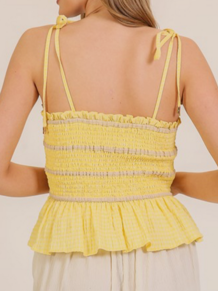 Sunny Smocked Peplum Tank Top