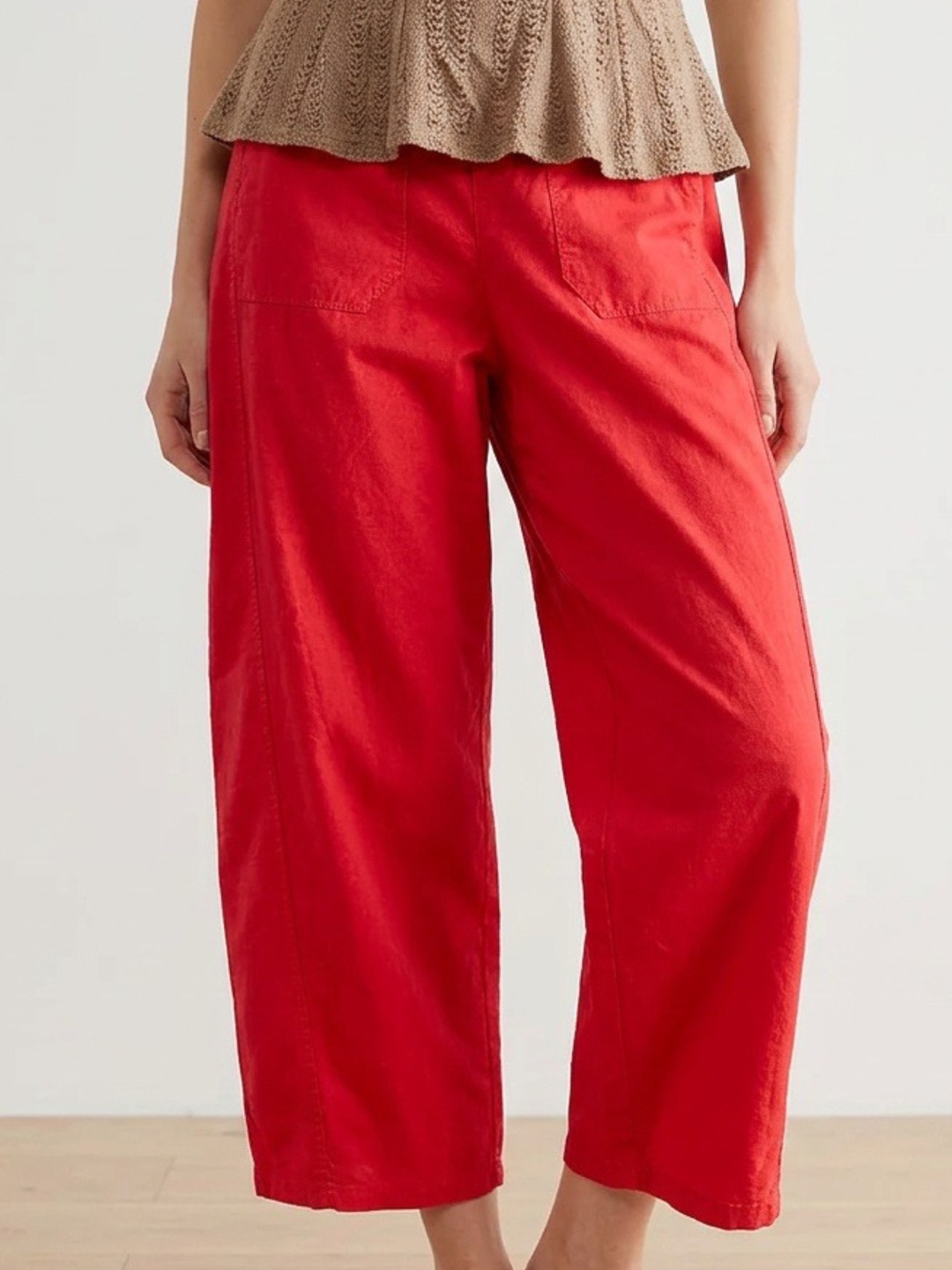 Italy Red Belted Barrel Pant