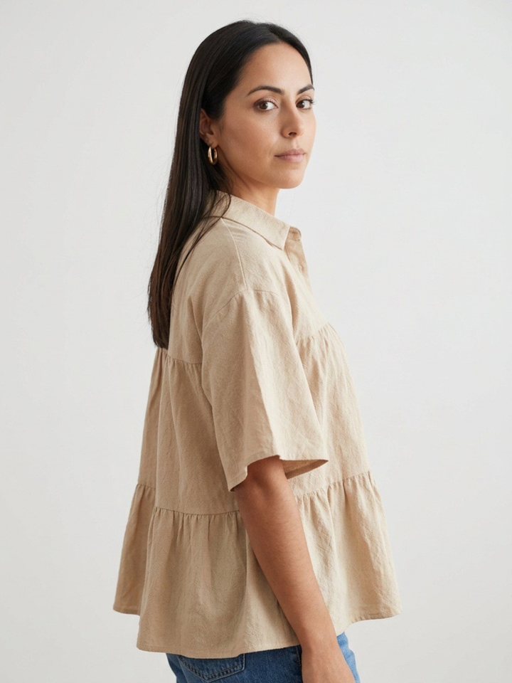 Ruffle Ivory Oversize Top