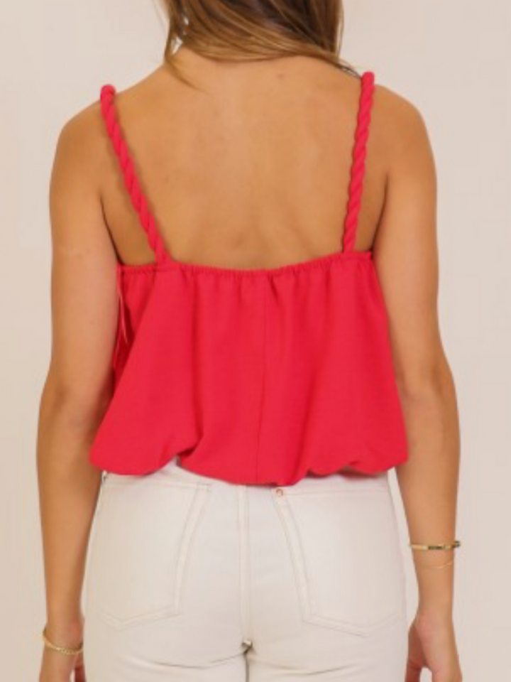 Twist Strap Bubble Hem Cami Top