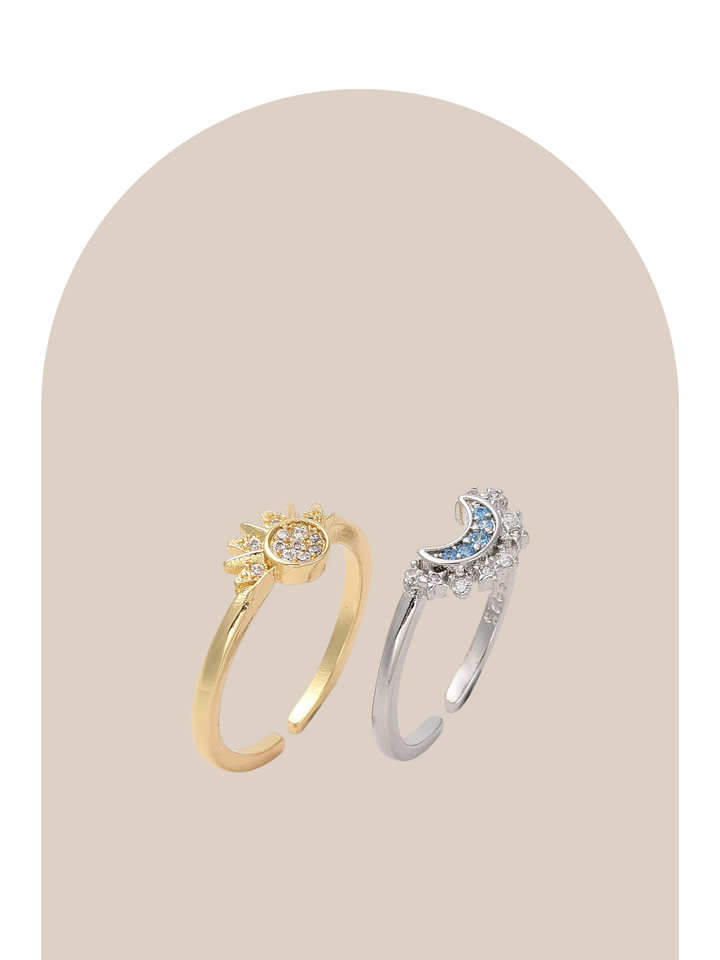 Gold Plated Moon & Sun Rings
