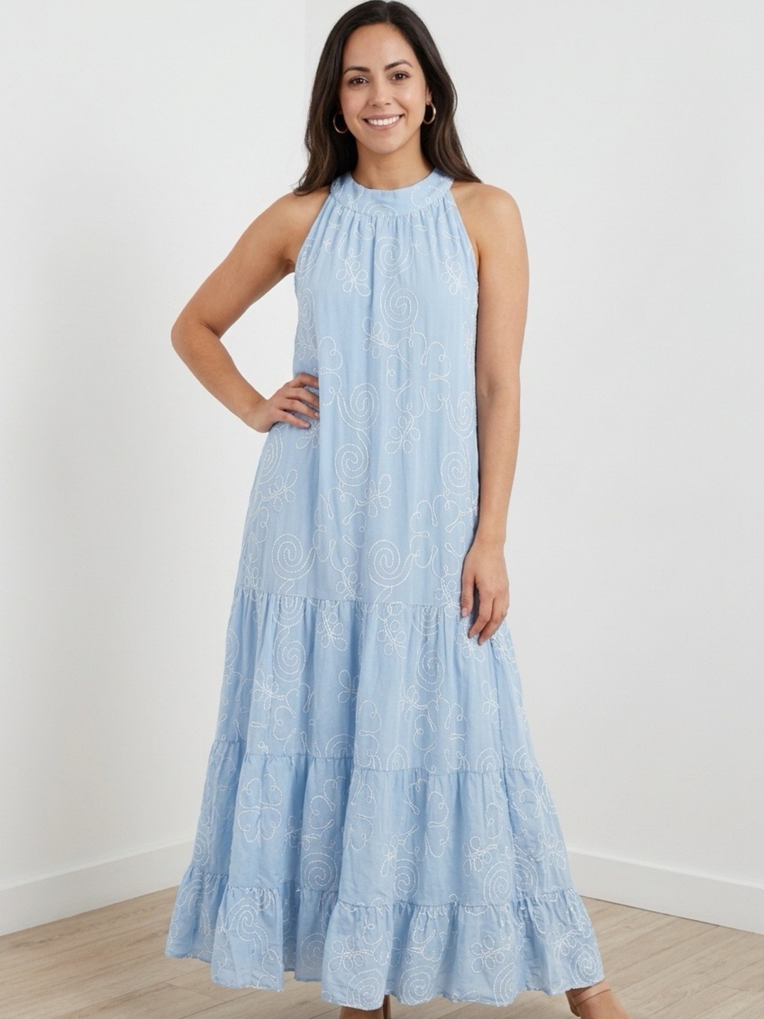 Italy Light Blue Maxi Dress