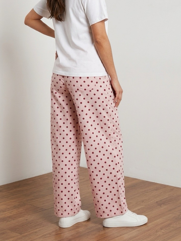 Italy Pink Polka Dots Barrel Pants