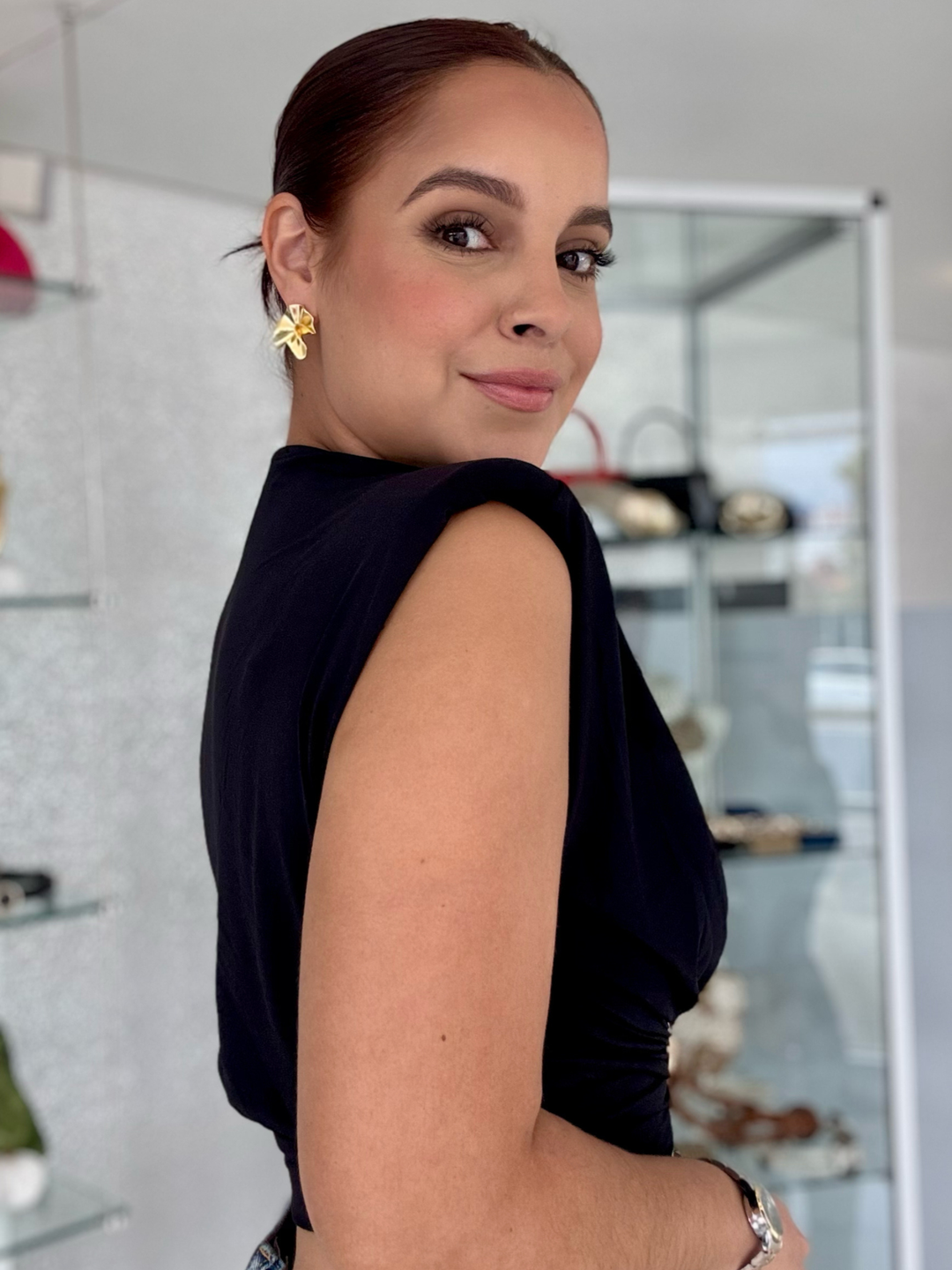 Black Drape Crop Top One Size