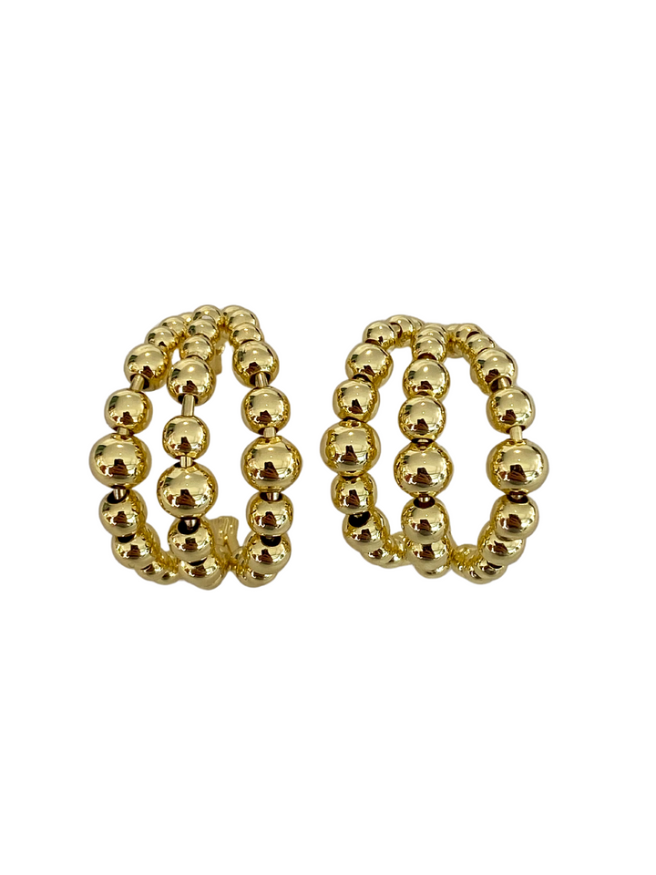 18K Gold Plated Camelia Beads Earrings