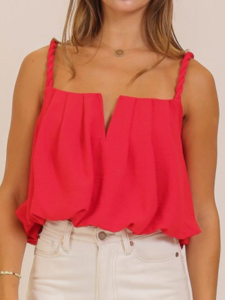 Twist Strap Bubble Hem Cami Top