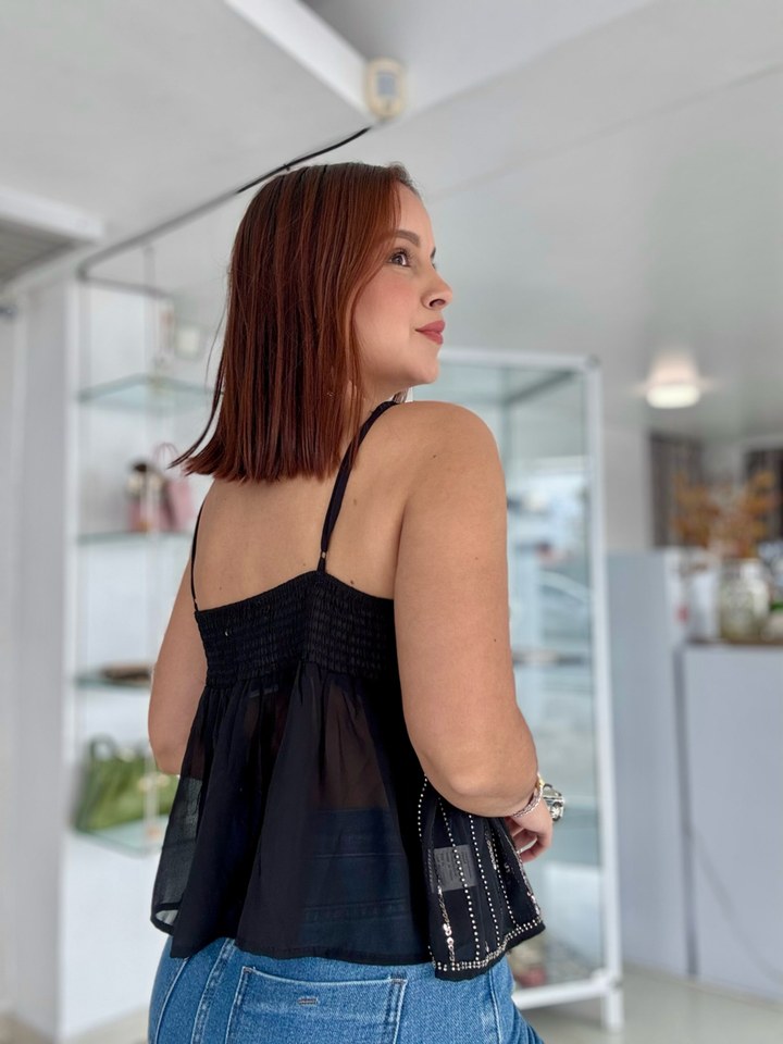 Black Sequin Cami Top