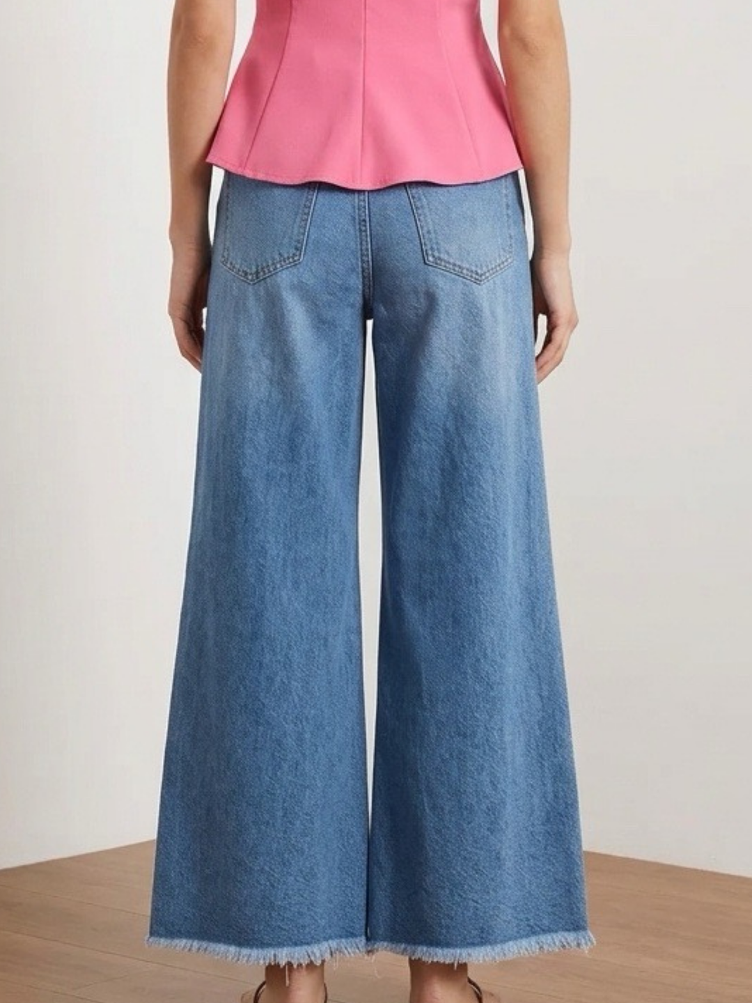 Italy Floral Details Wide Denim