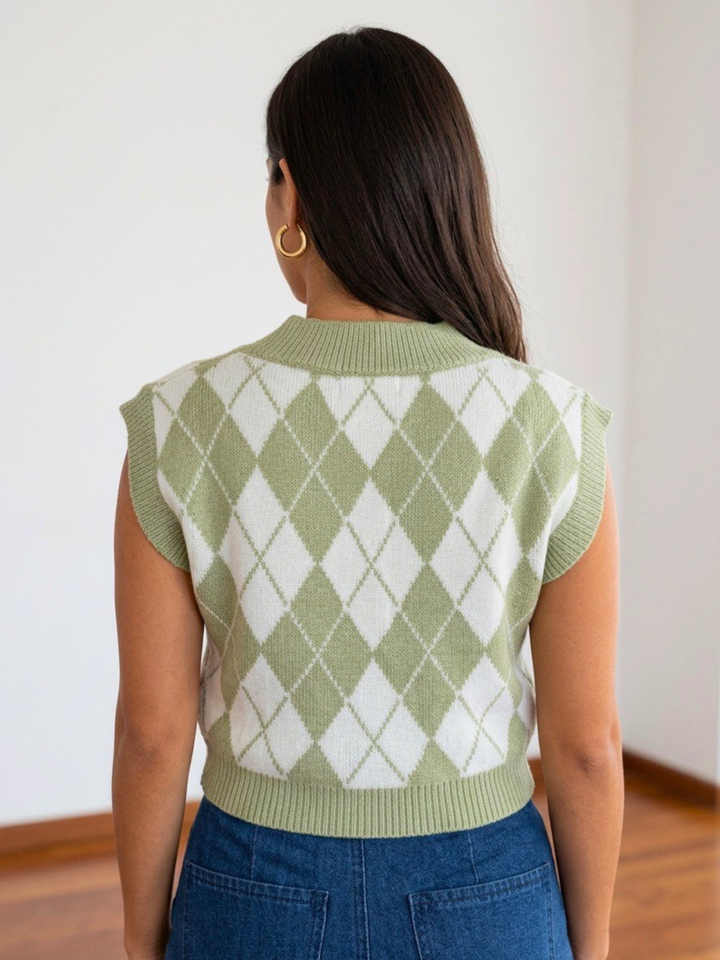 Sage Argyle Sweater Vest