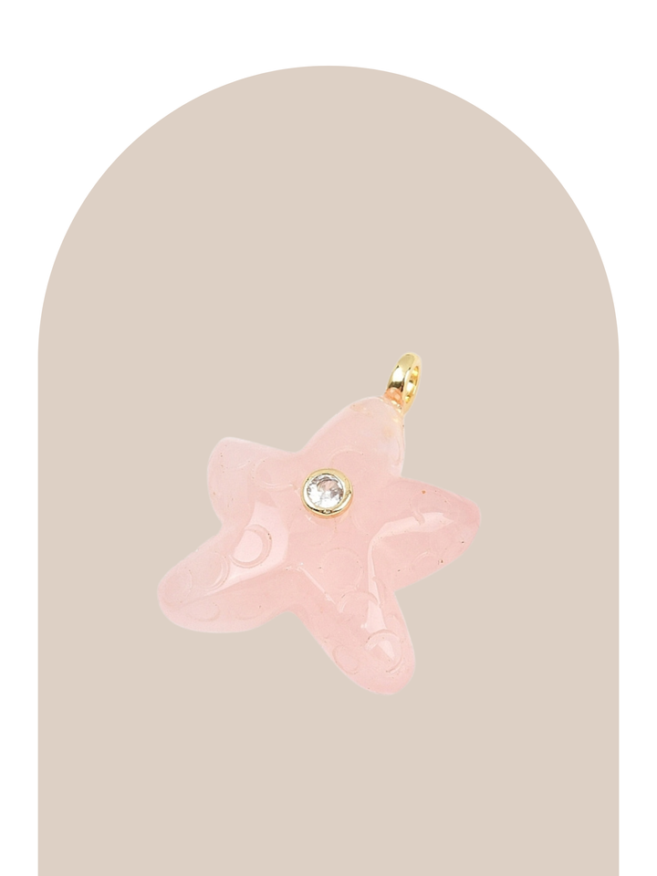 Rose Quartz Chunky Star Fish Cham