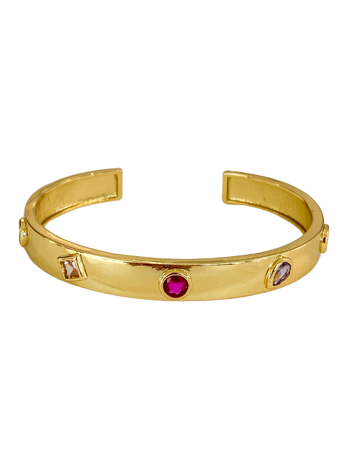 18K Gold Plated Multi Stone Cuff