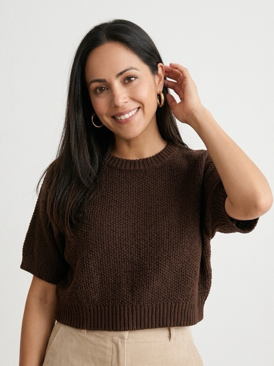 Brown Over Size Crochet Blouse