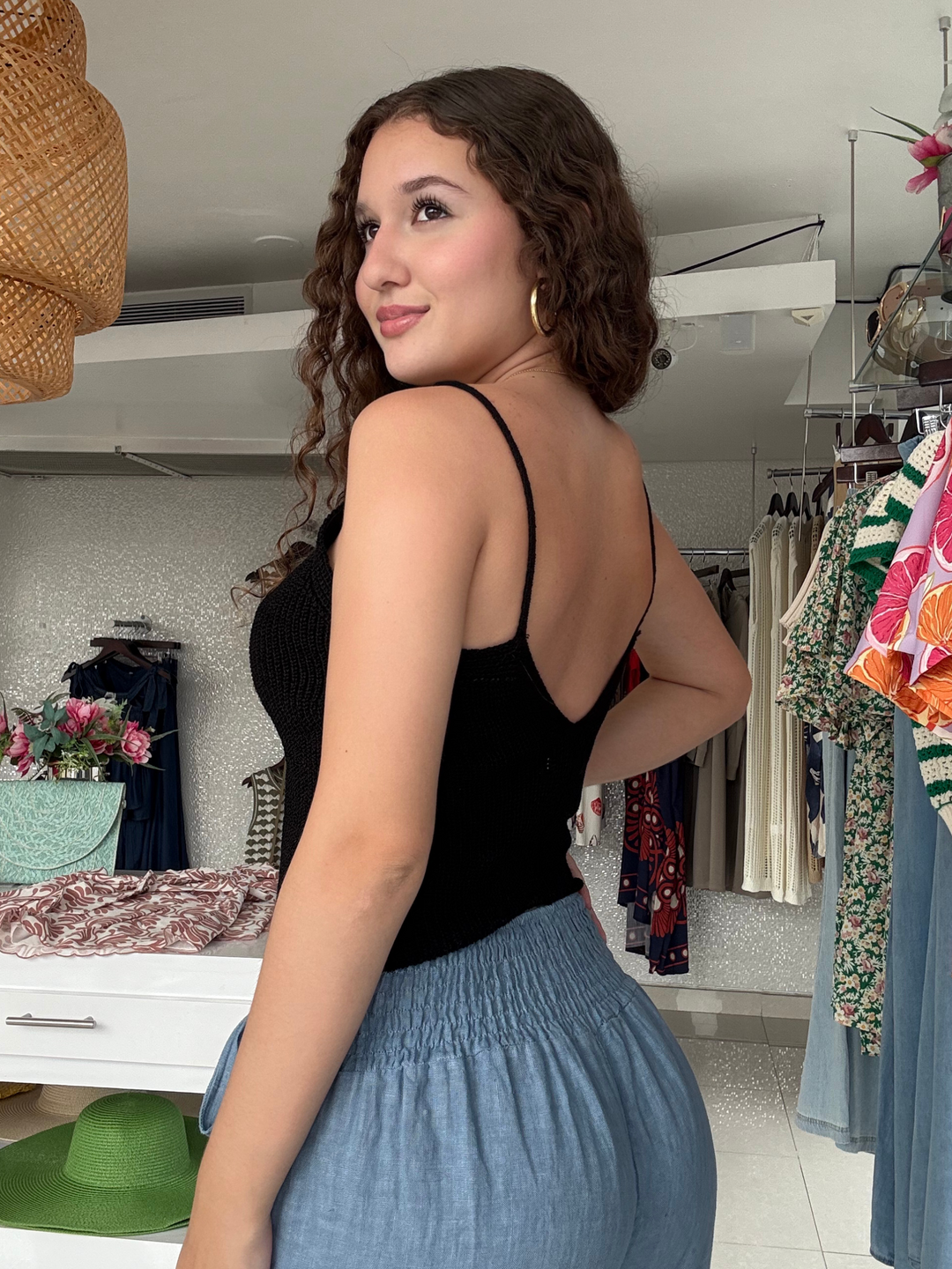Italy One Size Black Crochet Top