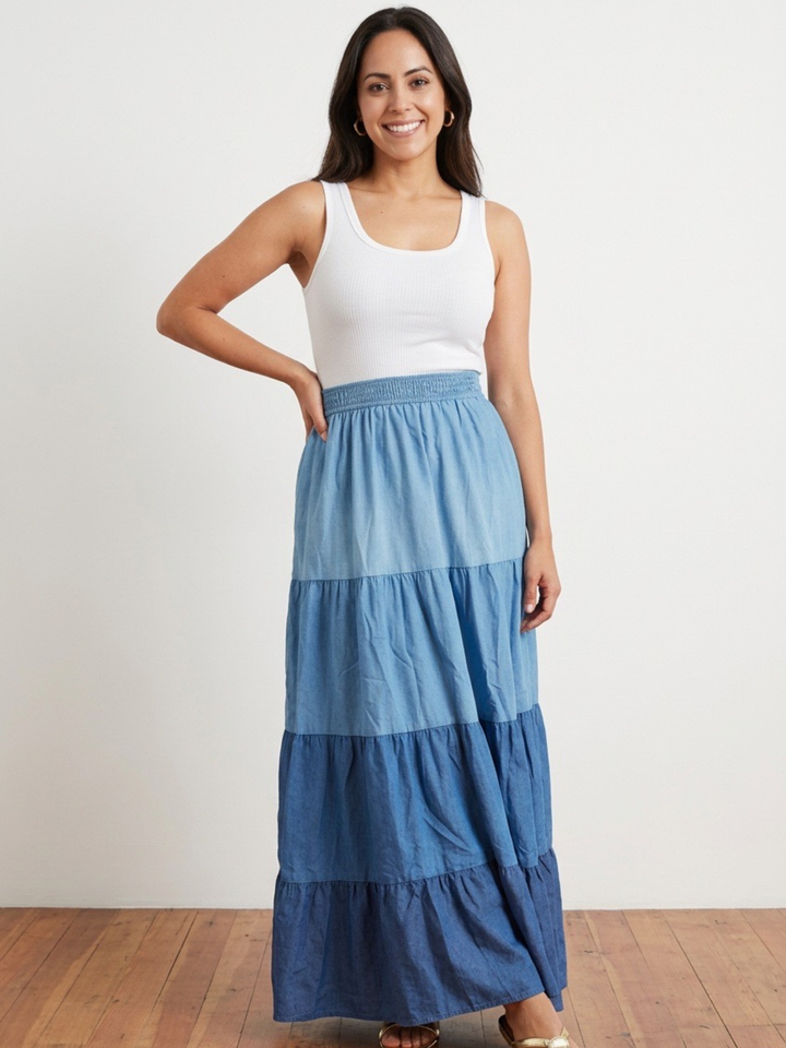 Blue Ruffle Maxi Dress