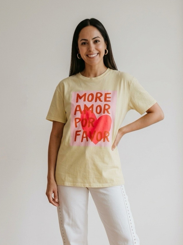 MORE AMOR Yellow Oversized TShirt