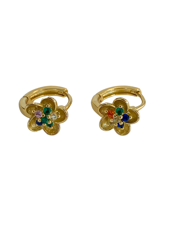 18K Gold Plated Flower Huggies