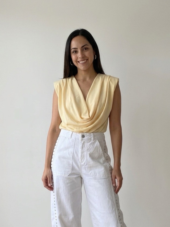 Italy One Size Butter Yellow Crowd Neck Bodysuit