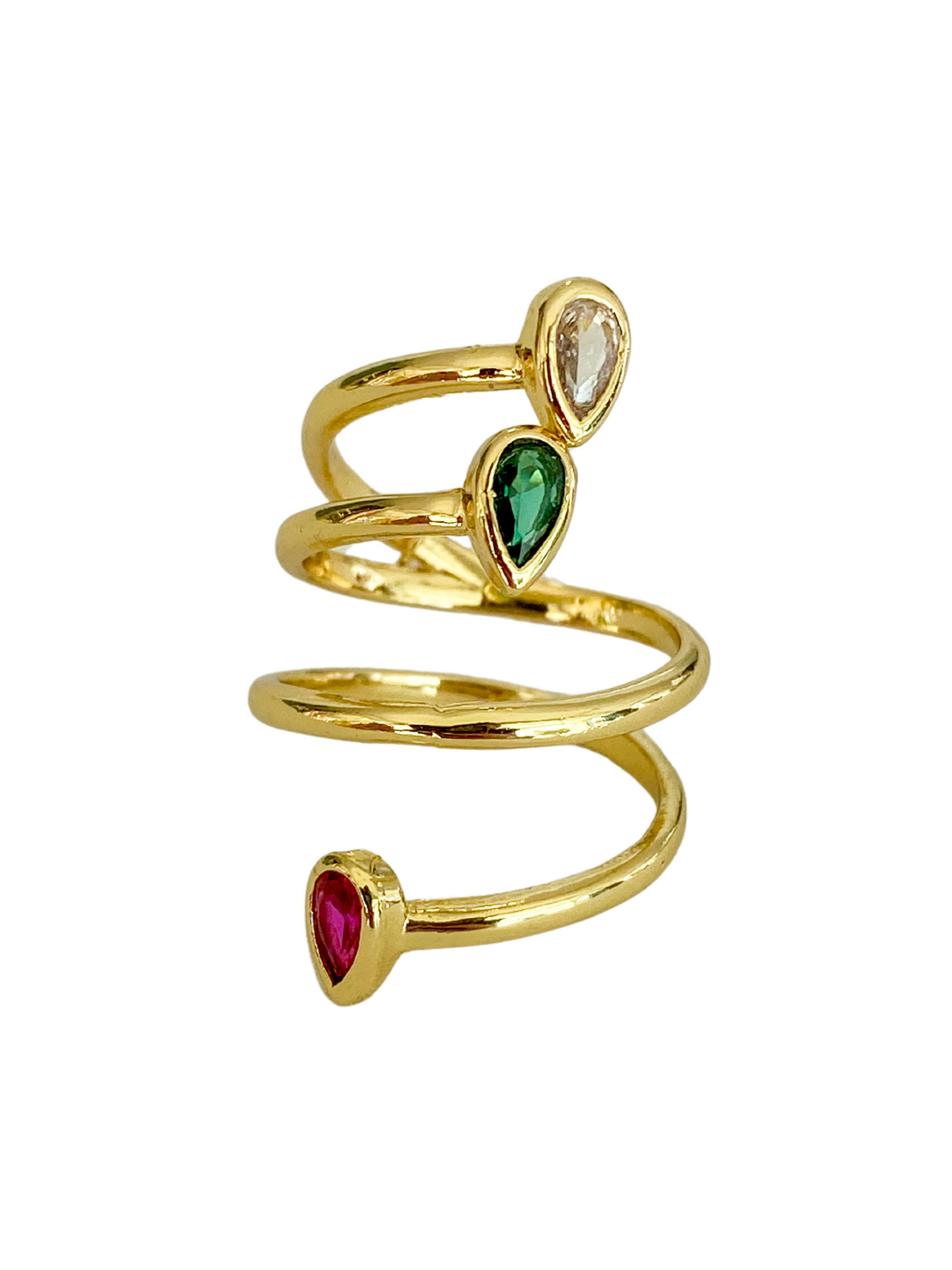 18K Gold Plated Spiral Drops Ring