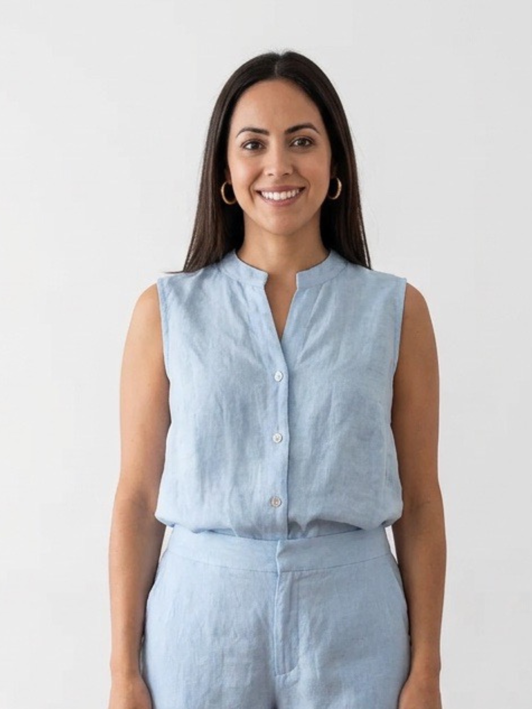 Italy Linen Light Blue Tank Top