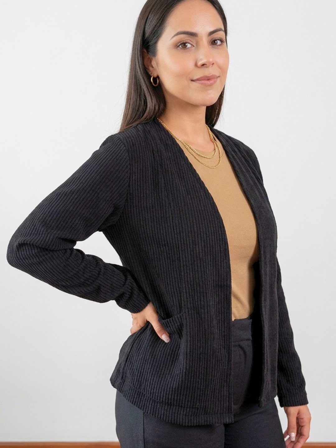 Black Corduroy Cardigan