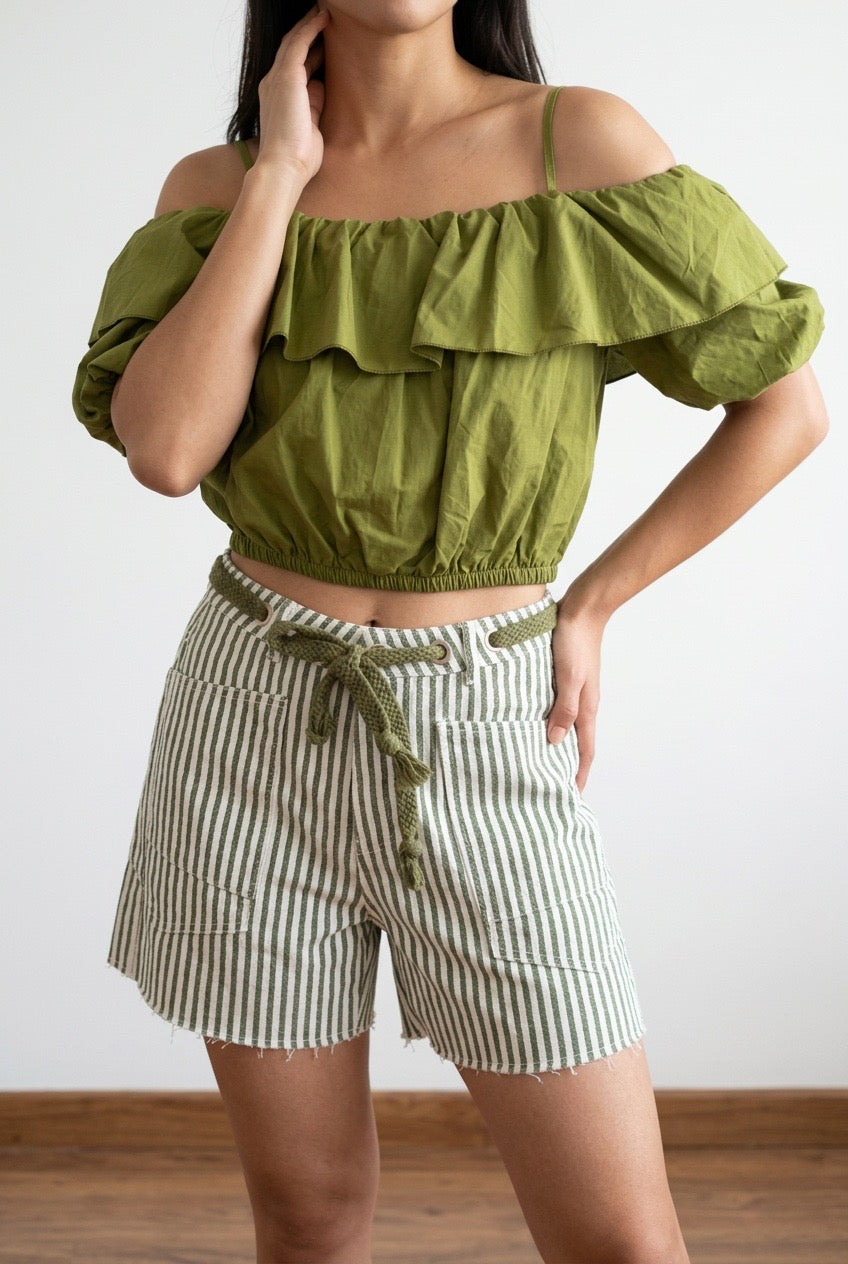 Stripe Olive Short