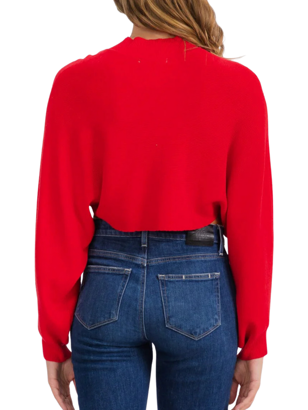 Long Sleeve Red Knit Crop Top