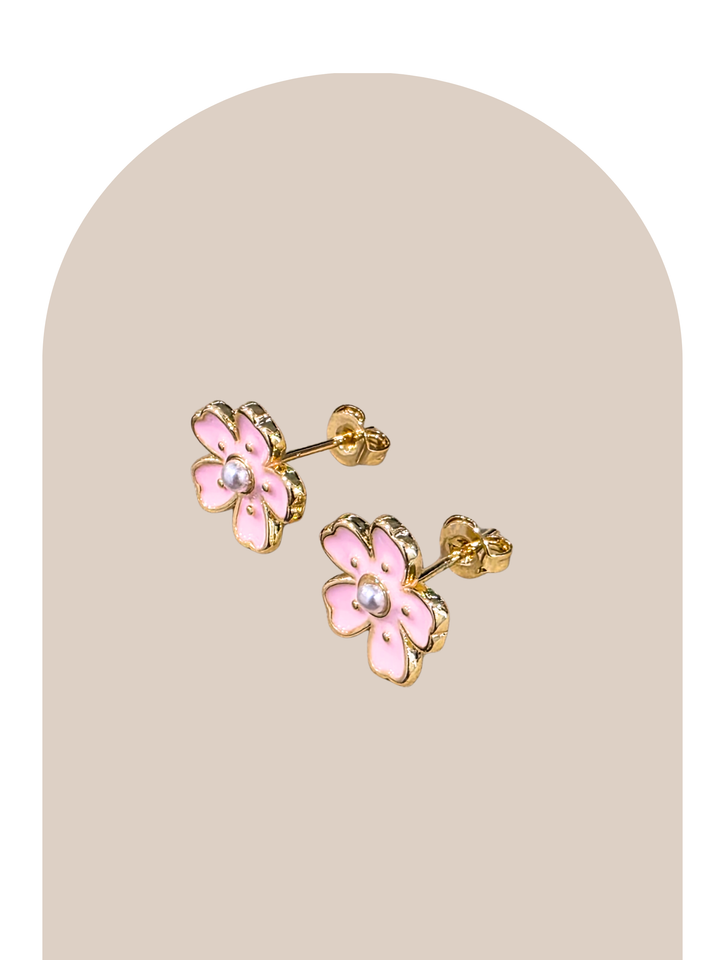 Pink Flower Studs