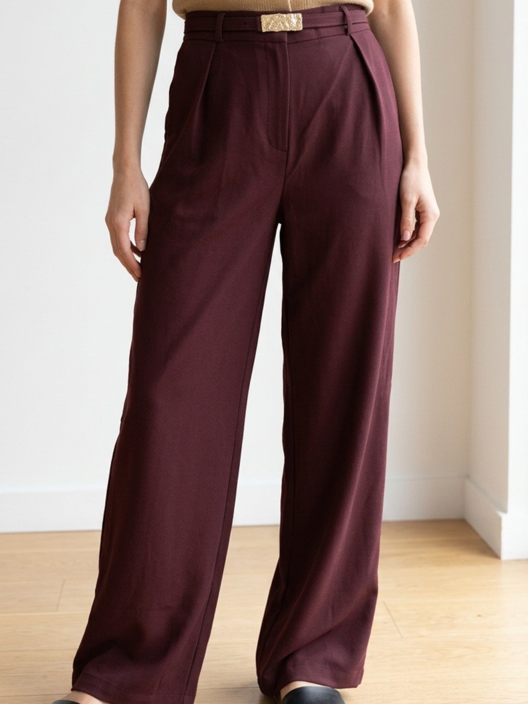 Burgundy Wide Leg Pant