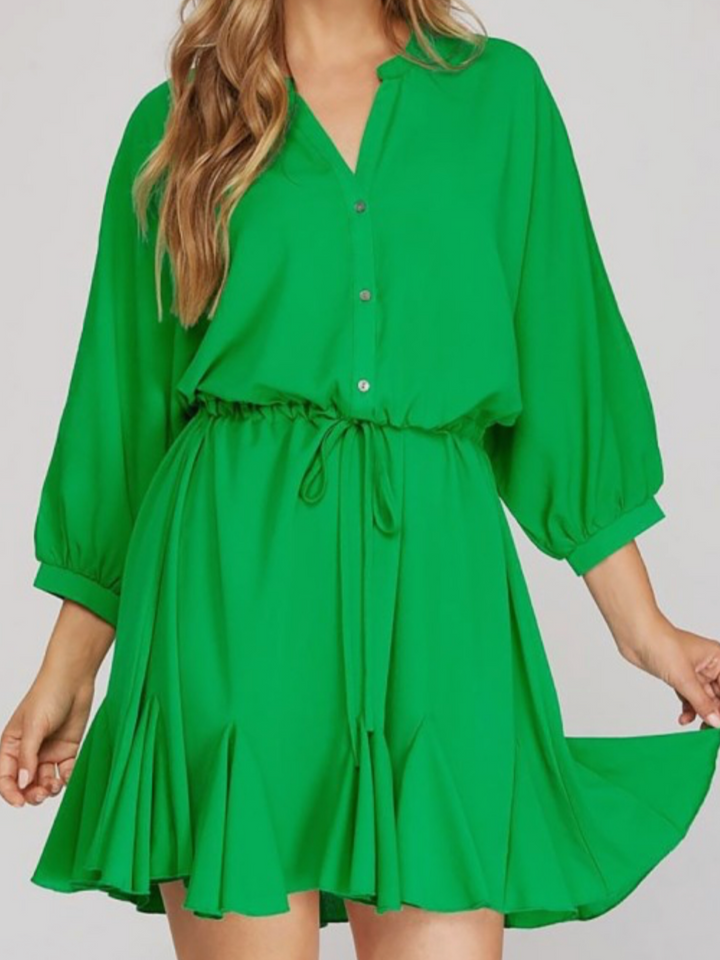 Long Sleeve Green Mini Dress