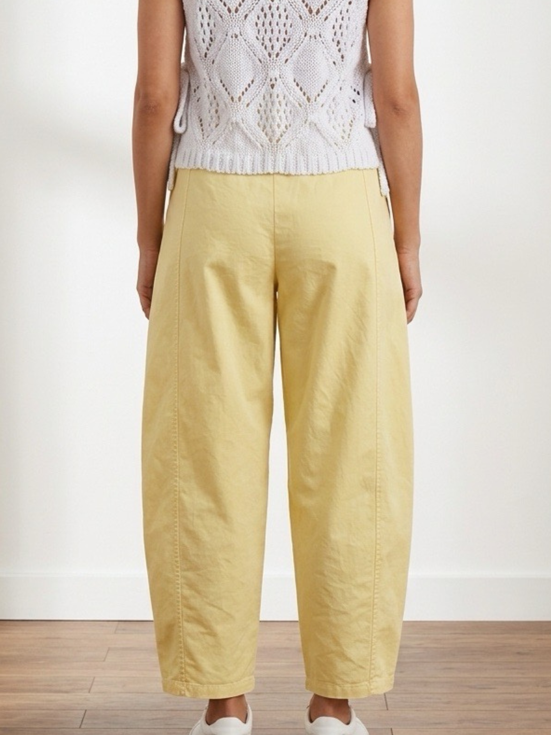 Italy Yellow Crochet Belt Barrel Pant