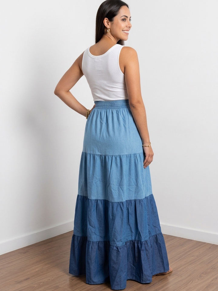Blue Ruffle Maxi Dress