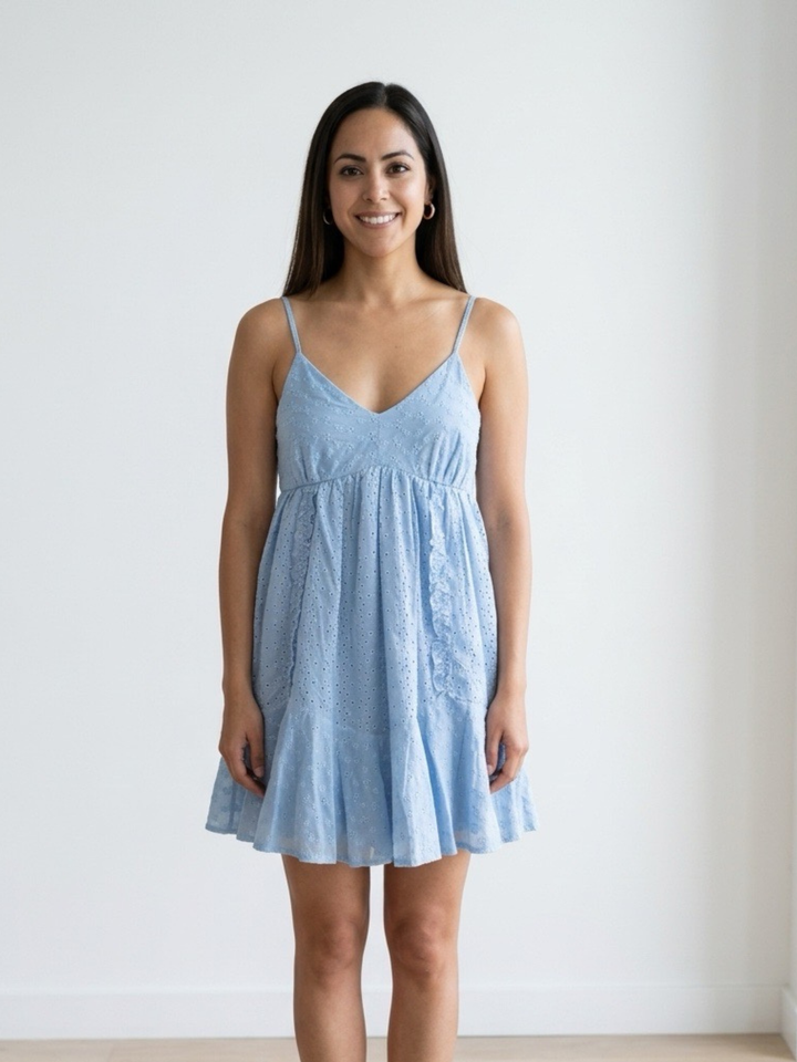 Ruffle Light Blue Mini Dress