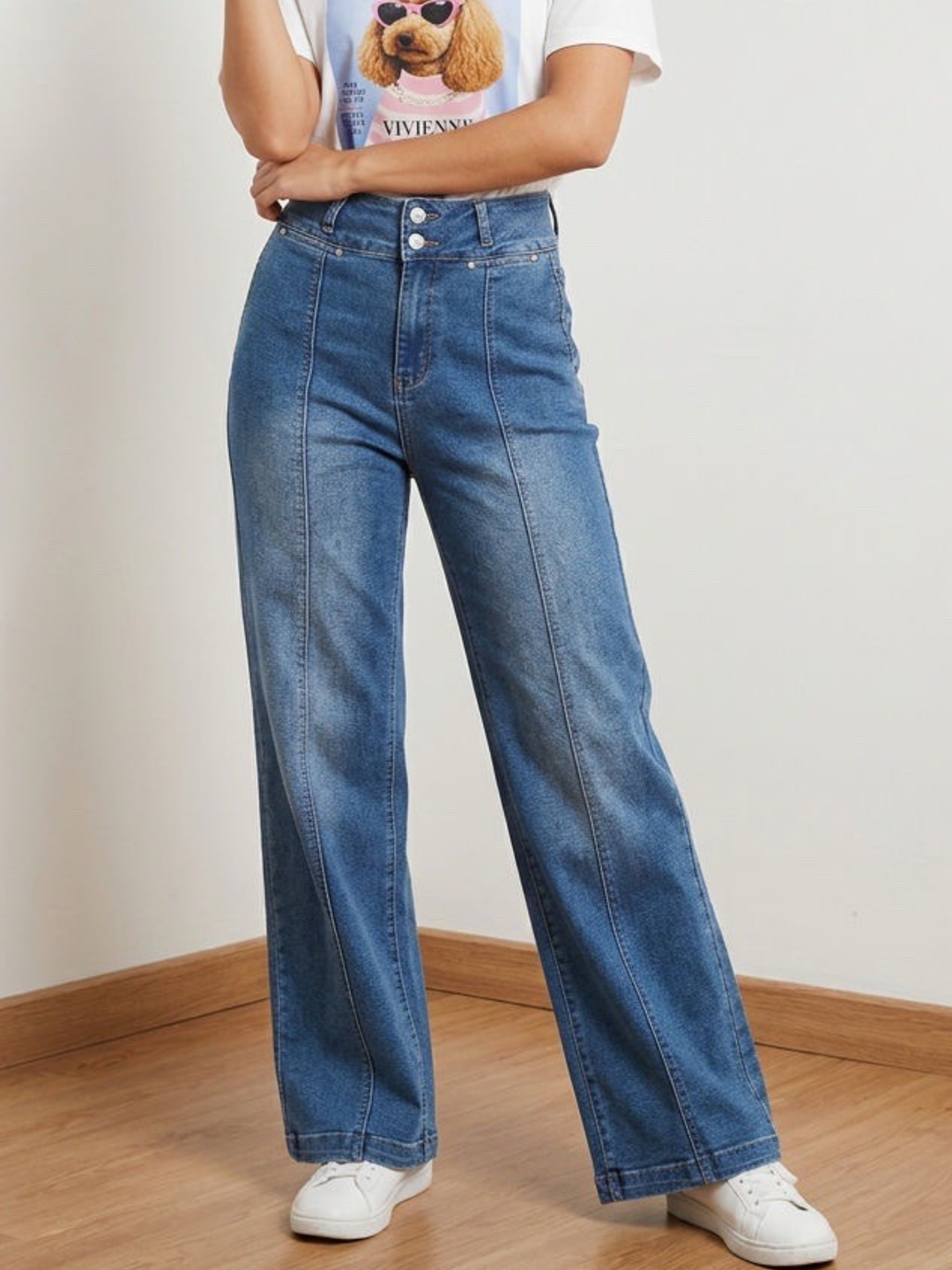 High Rise Front Seam Flare Jeans