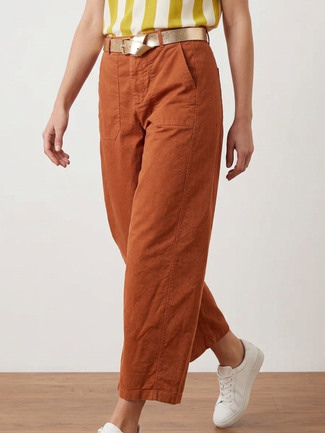 Italy Belted Terracota Barrel Pant